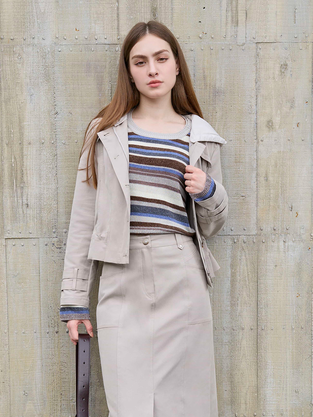 DENOVO連帽短版風衣外套