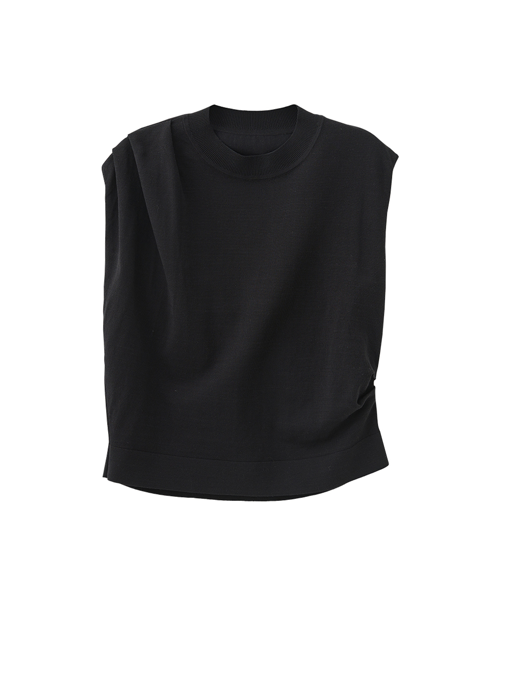 DE NOVO不對襯抓褶針織上衣