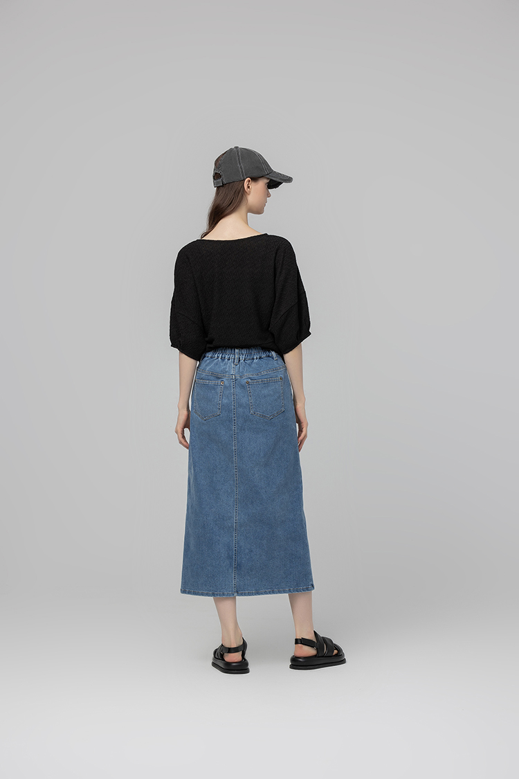 abito扭結澎袖上衣彈性背心SET