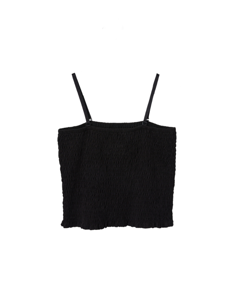 abito扭結澎袖上衣彈性背心SET