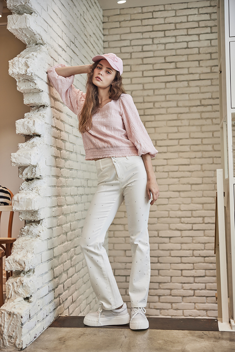 abito水鑽微喇叭牛仔褲