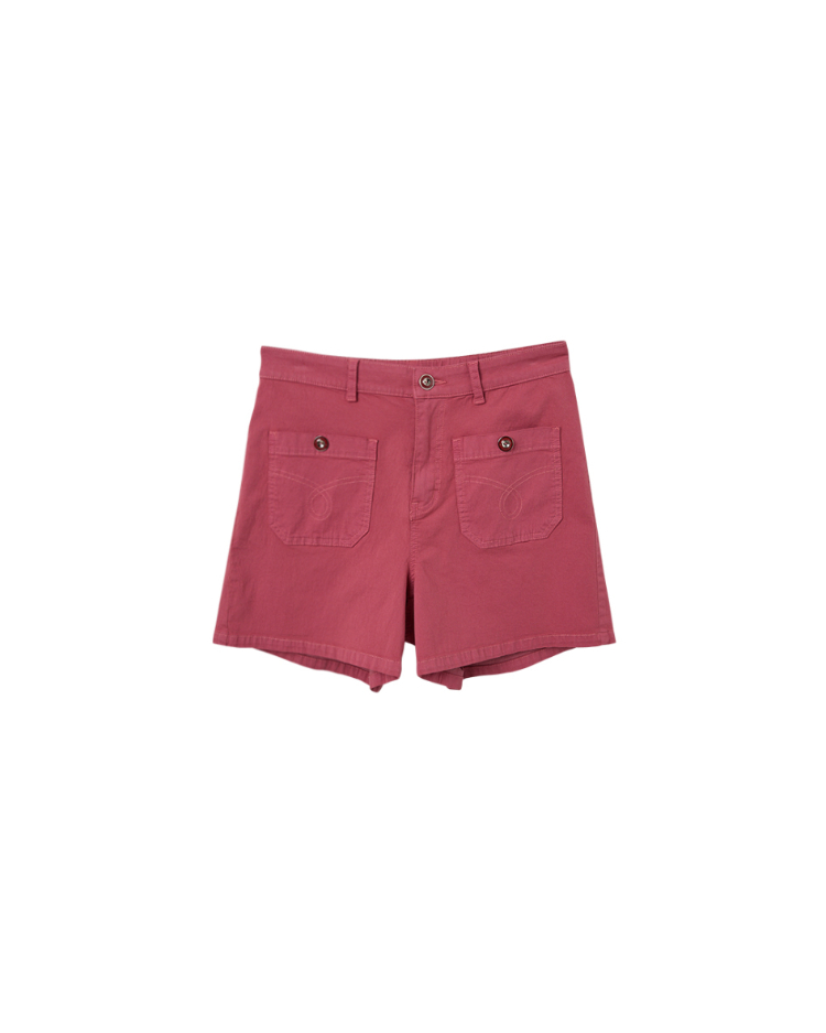 abito雙口袋圈圈線條素色短褲