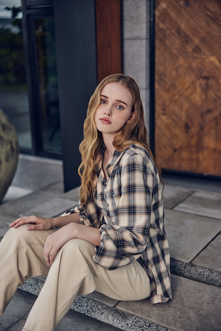 abito復古格紋兩件式襯衫