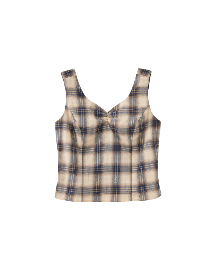 abito復古格紋兩件式襯衫