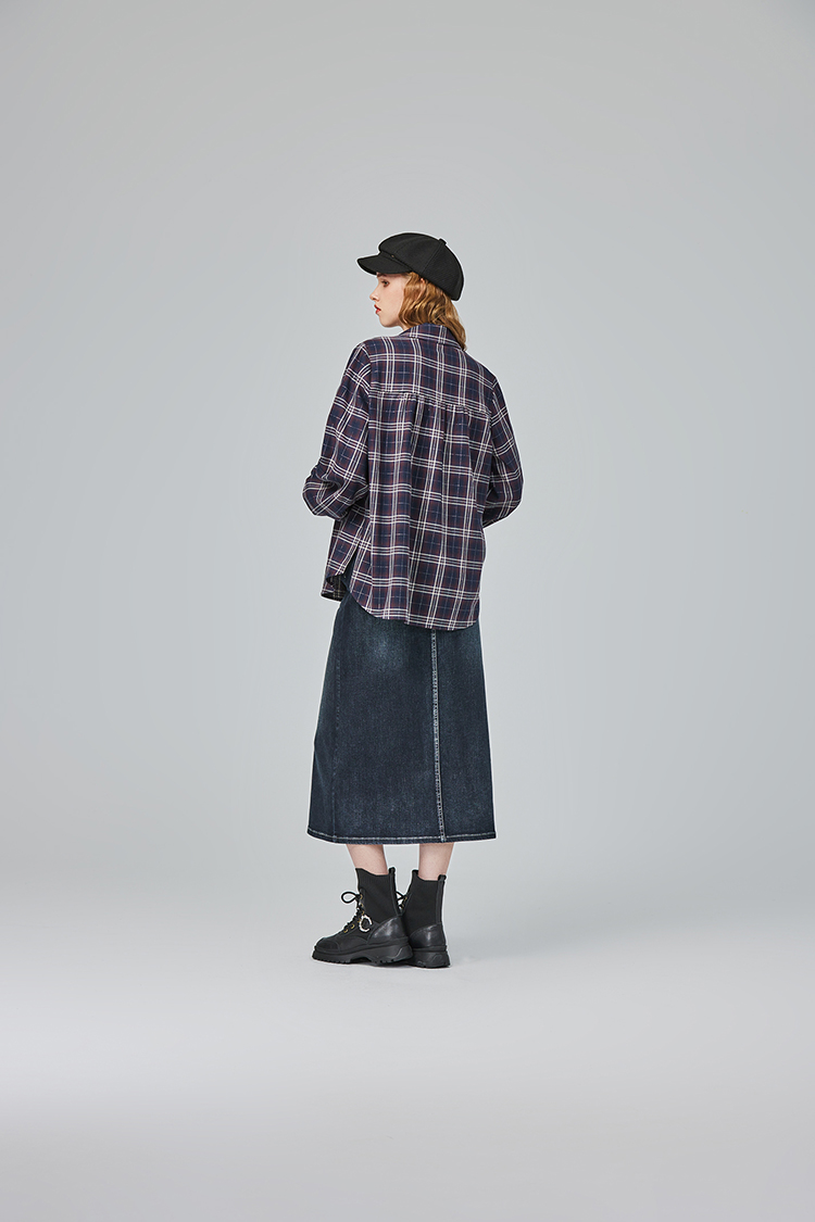 abito復古格紋兩件式襯衫