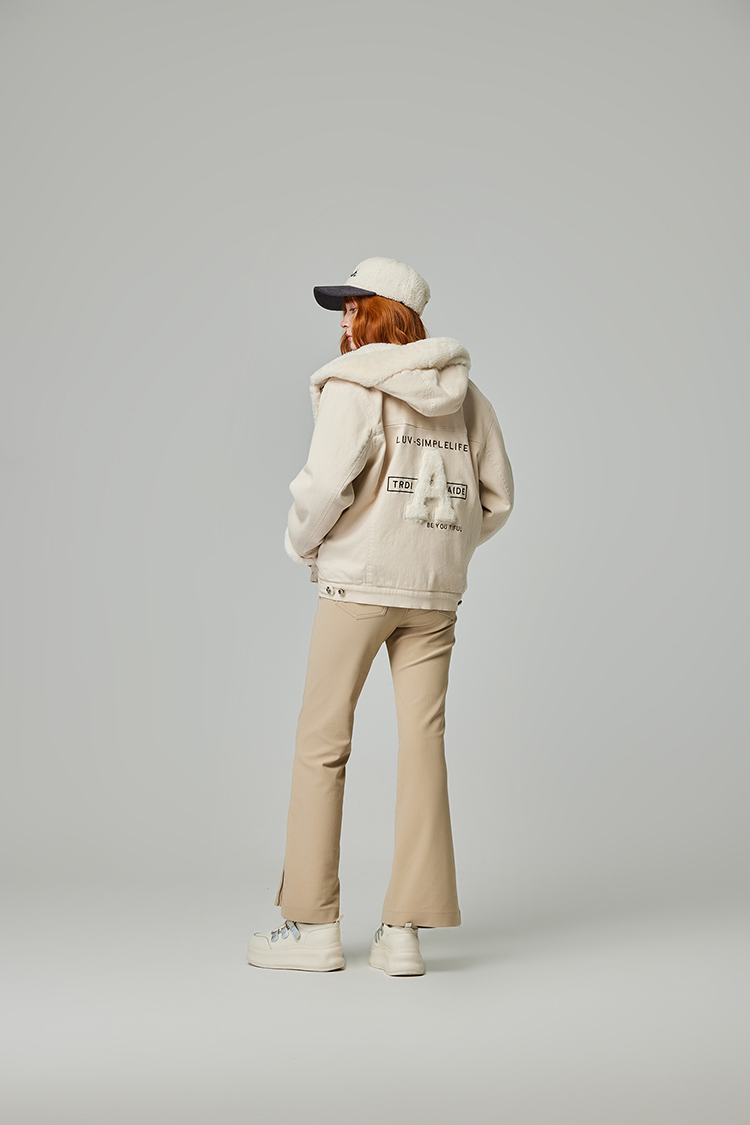 abito修身側開拉鍊微喇叭長褲