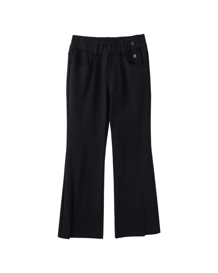 abito修身側開拉鍊微喇叭長褲