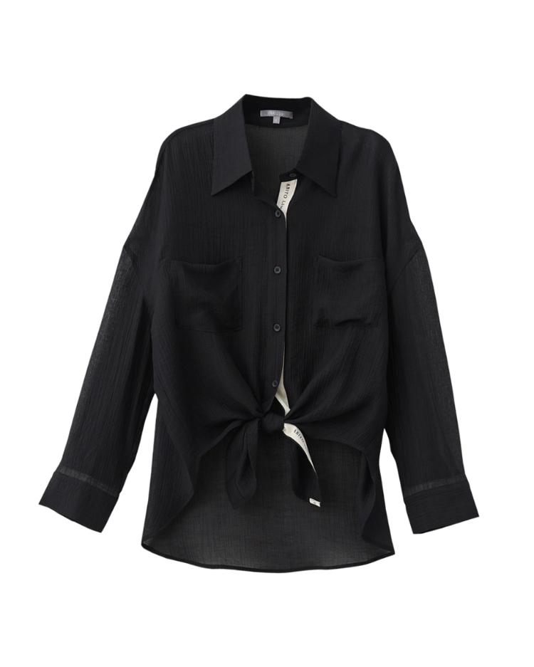 abito親膚綁帶長袖襯衫