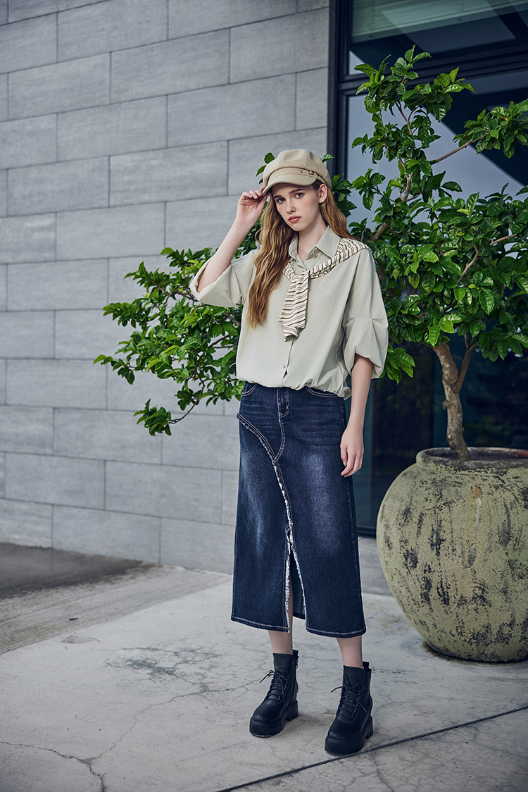 abito質感針織披肩襯衫