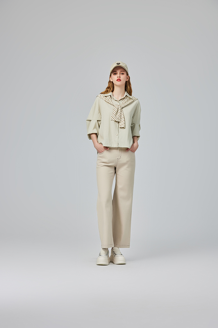 abito質感針織披肩襯衫