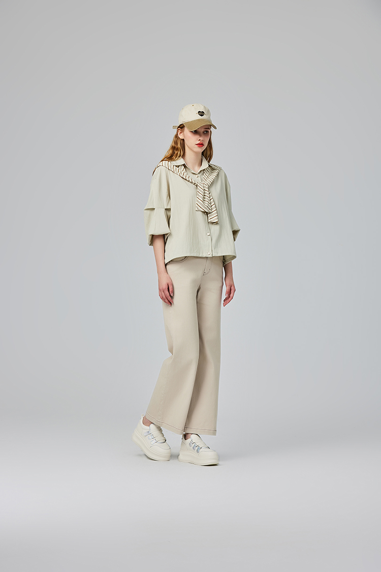 abito質感針織披肩襯衫