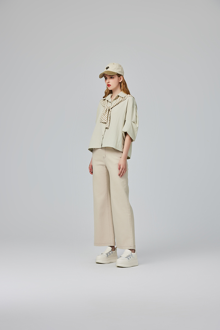 abito質感針織披肩襯衫