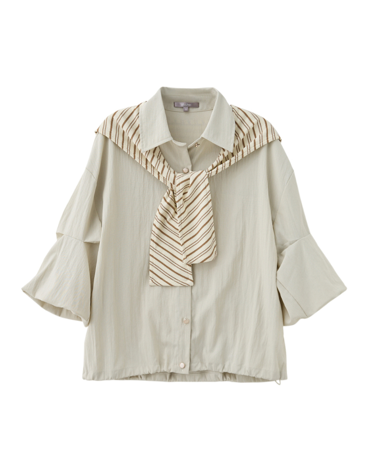 abito質感針織披肩襯衫