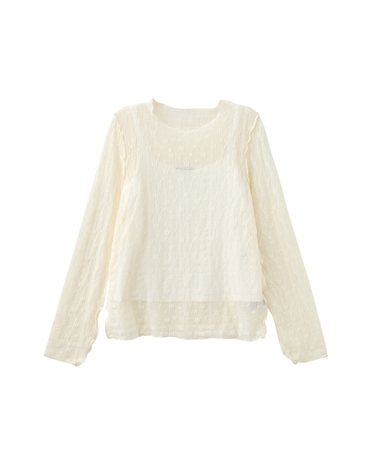 abito氣質透膚蕾絲兩件式上衣