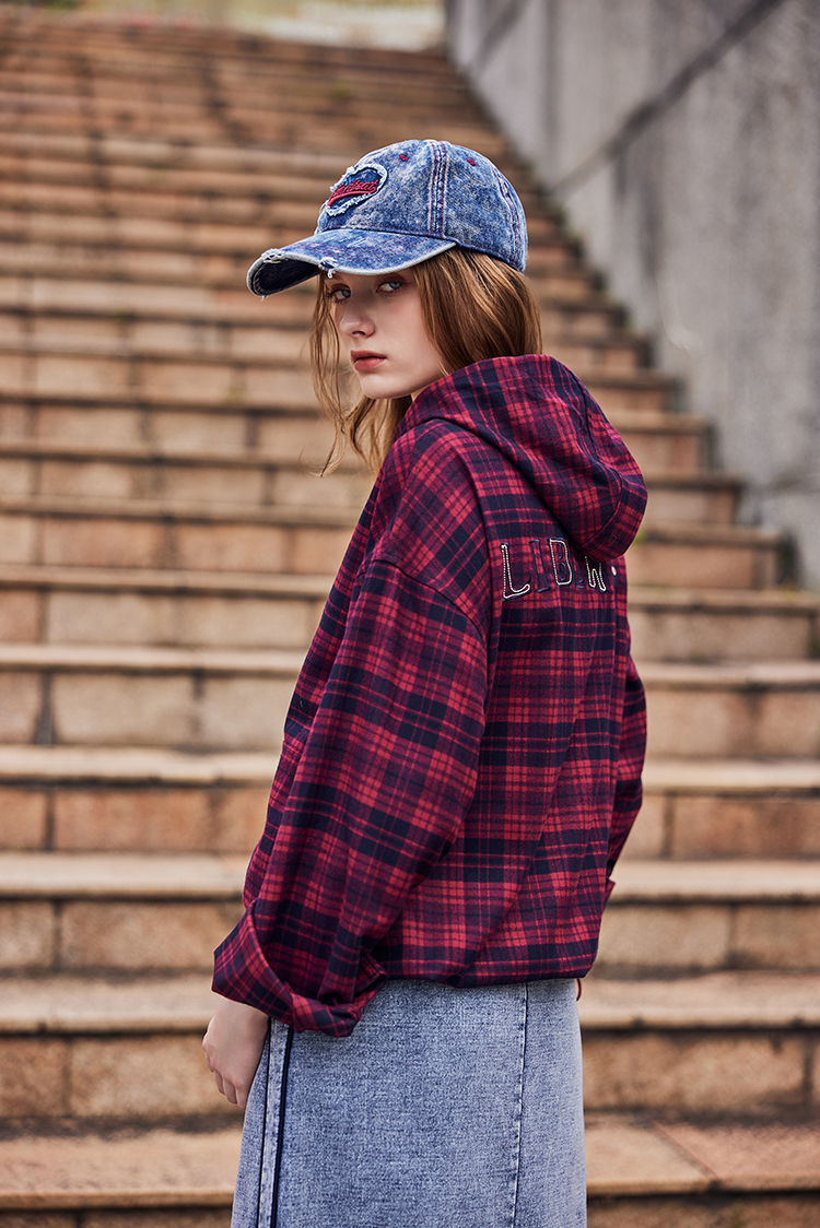 abito格紋連帽上衣