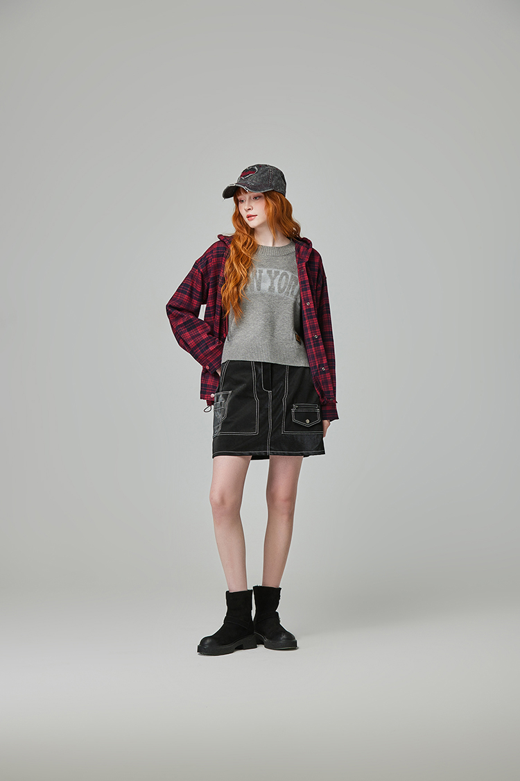 abito格紋連帽上衣