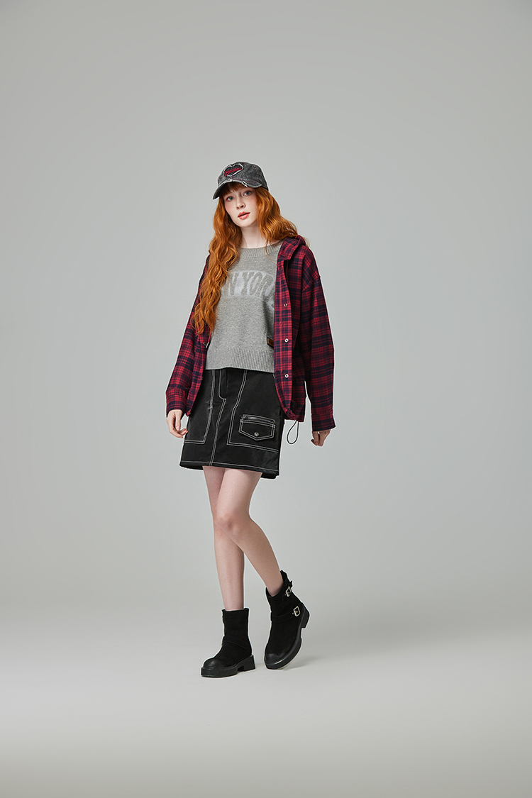 abito格紋連帽上衣