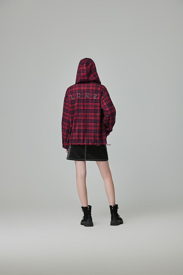 abito格紋連帽上衣