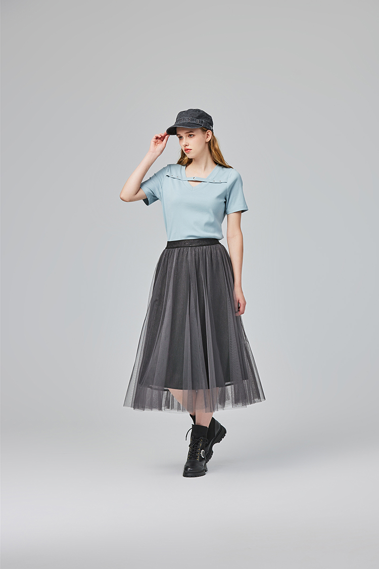 abito甜美條紋V領愛心上衣