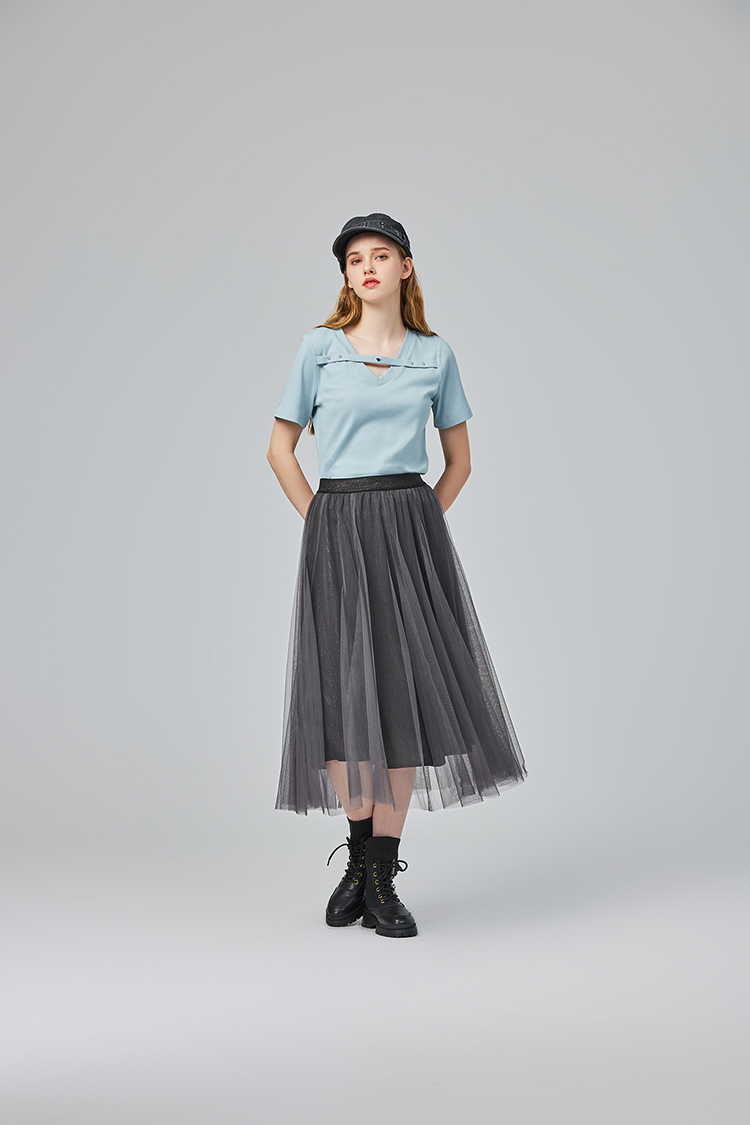 abito甜美條紋V領愛心上衣