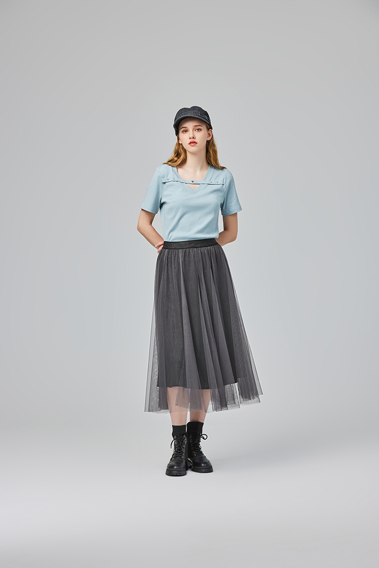 abito甜美條紋V領愛心上衣