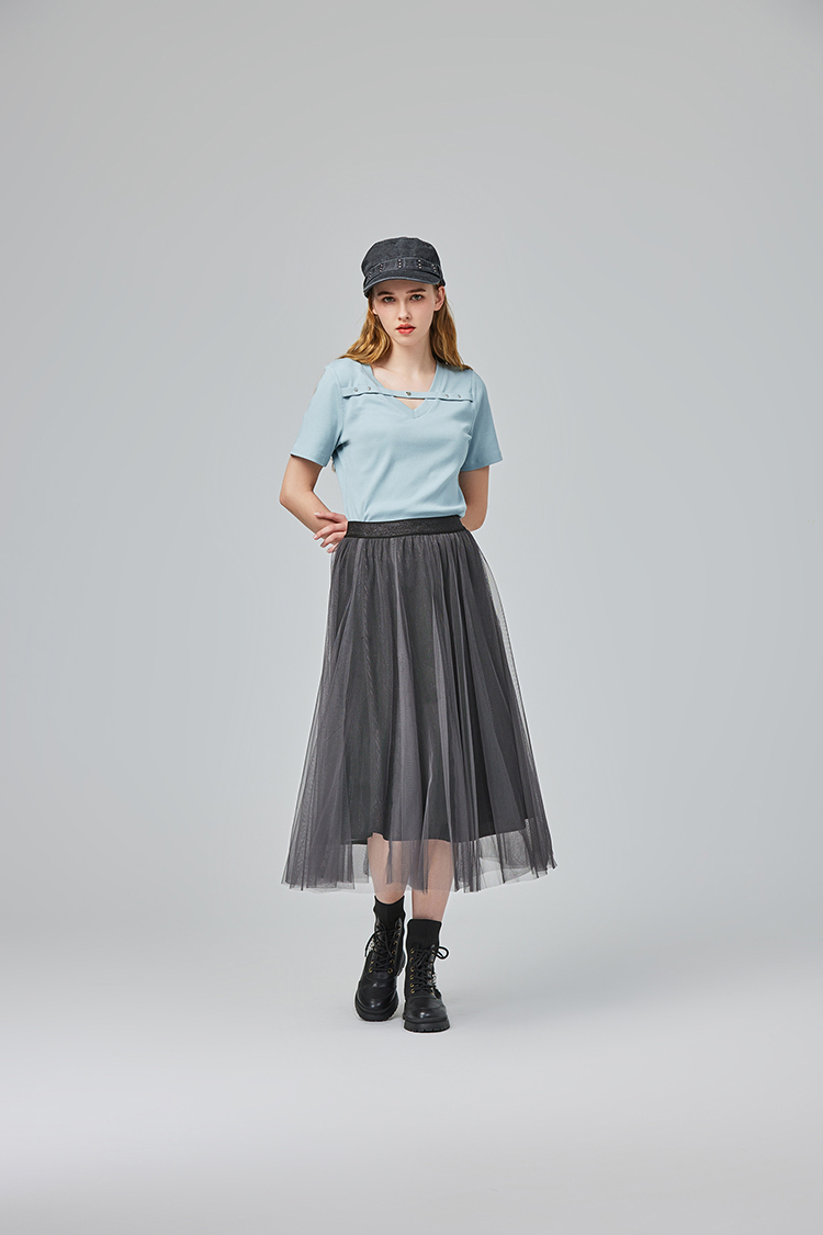 abito甜美條紋V領愛心上衣