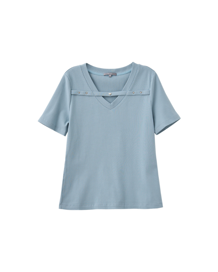 abito甜美條紋V領愛心上衣