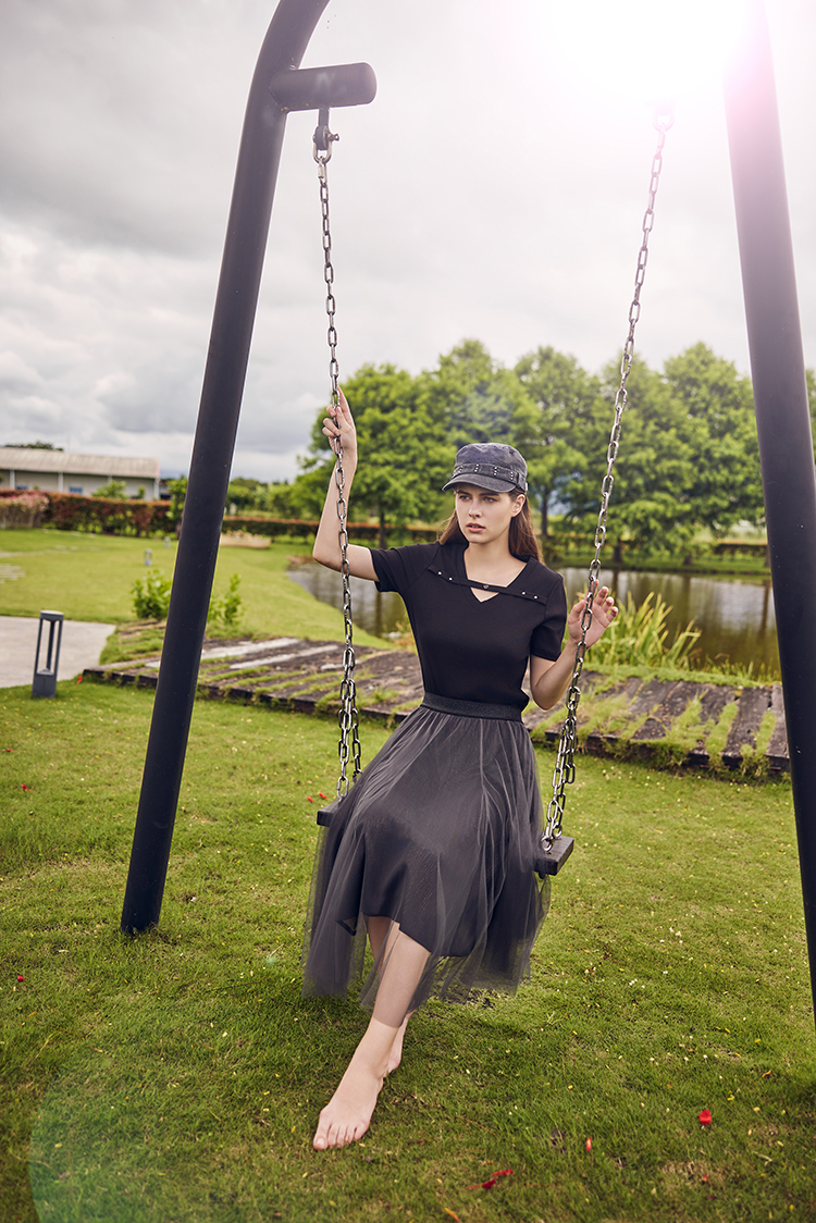 abito甜美條紋V領愛心上衣