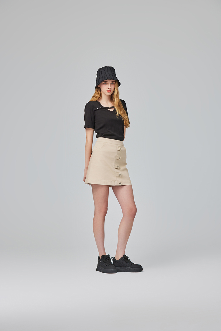 abito甜美條紋V領愛心上衣