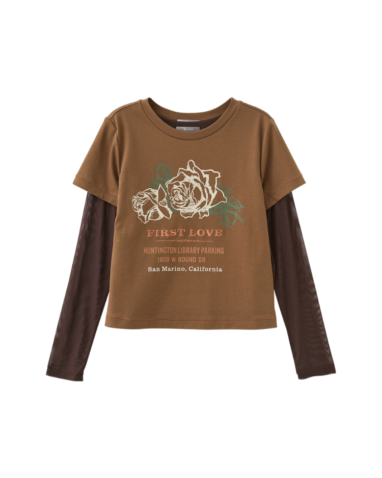 abito玫瑰印花兩件式上衣