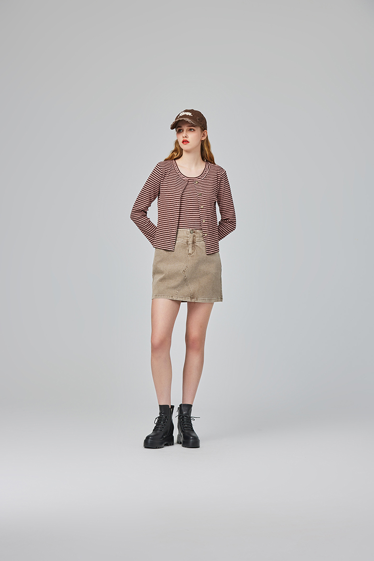 abito甜美條紋針織兩件式上衣