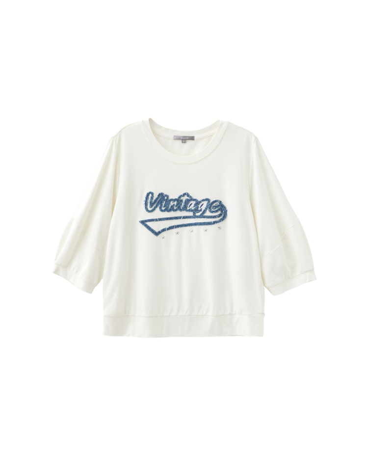 abito個性文字刺繡上衣