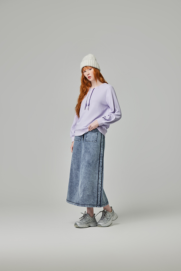 abito甜美圓領抽繩上衣