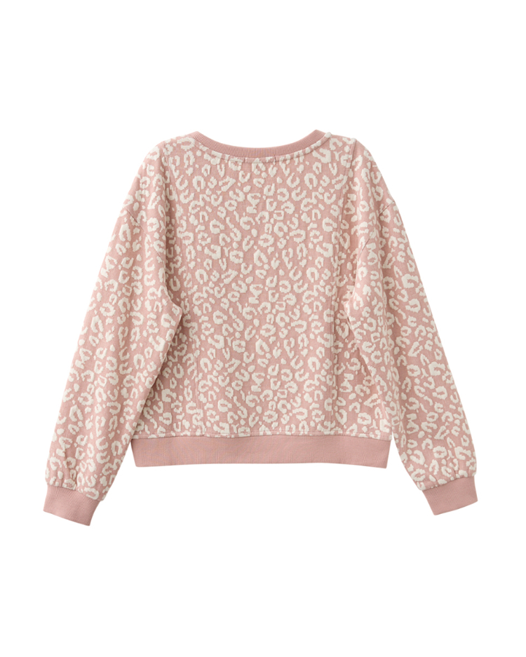 abito豹紋字母圓領上衣