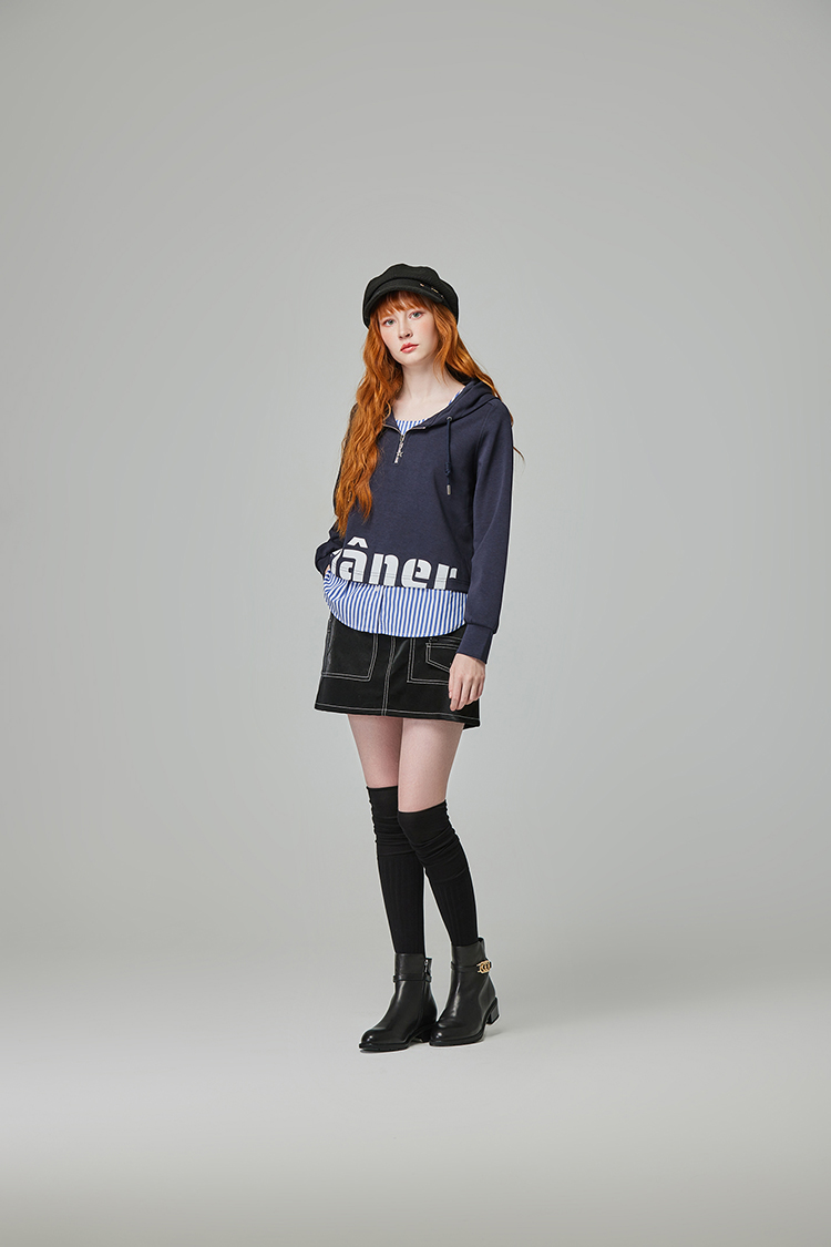 abito兩件式貼字連帽上衣