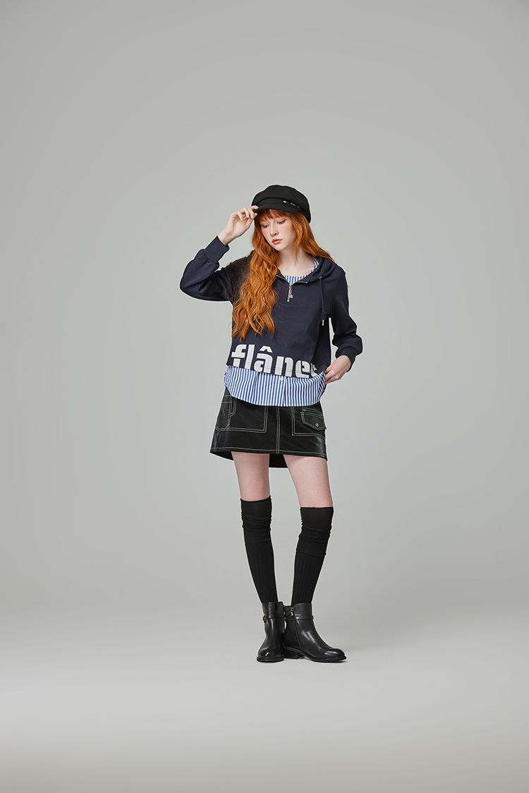 abito兩件式貼字連帽上衣