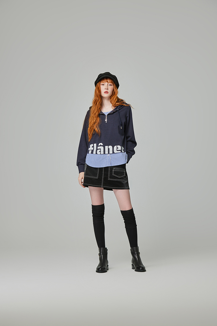 abito兩件式貼字連帽上衣