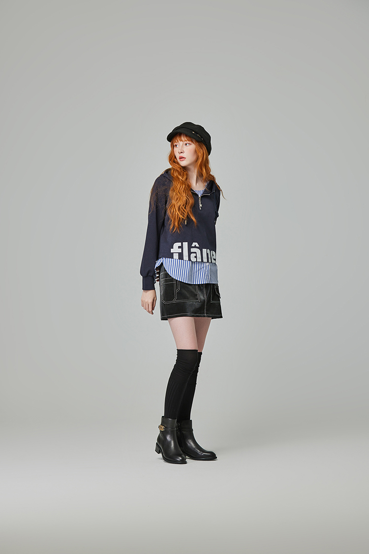 abito兩件式貼字連帽上衣