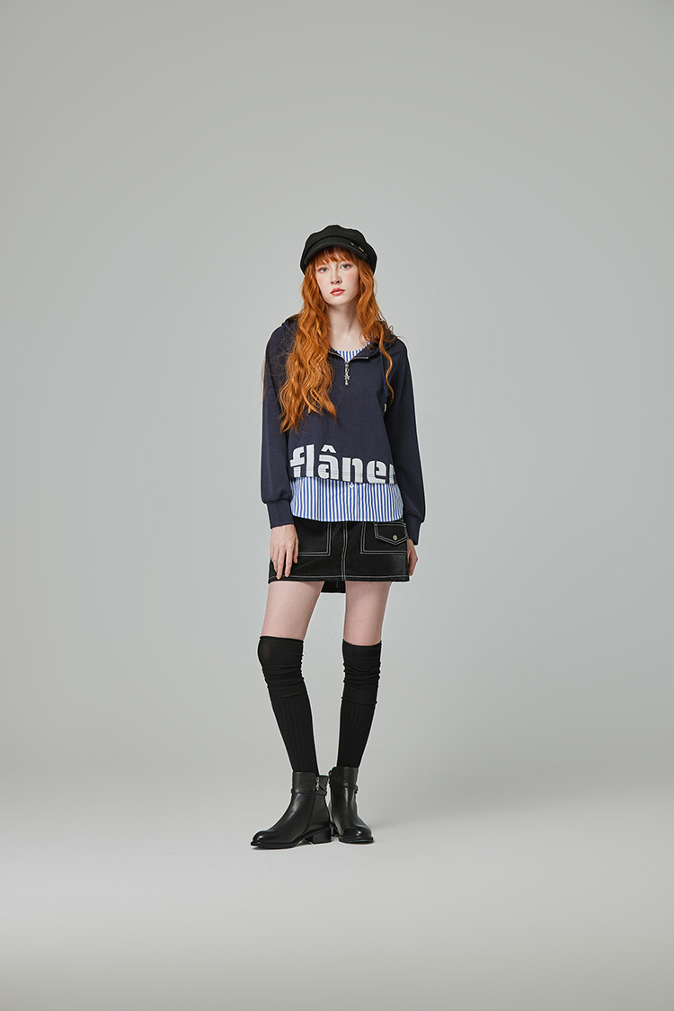 abito兩件式貼字連帽上衣