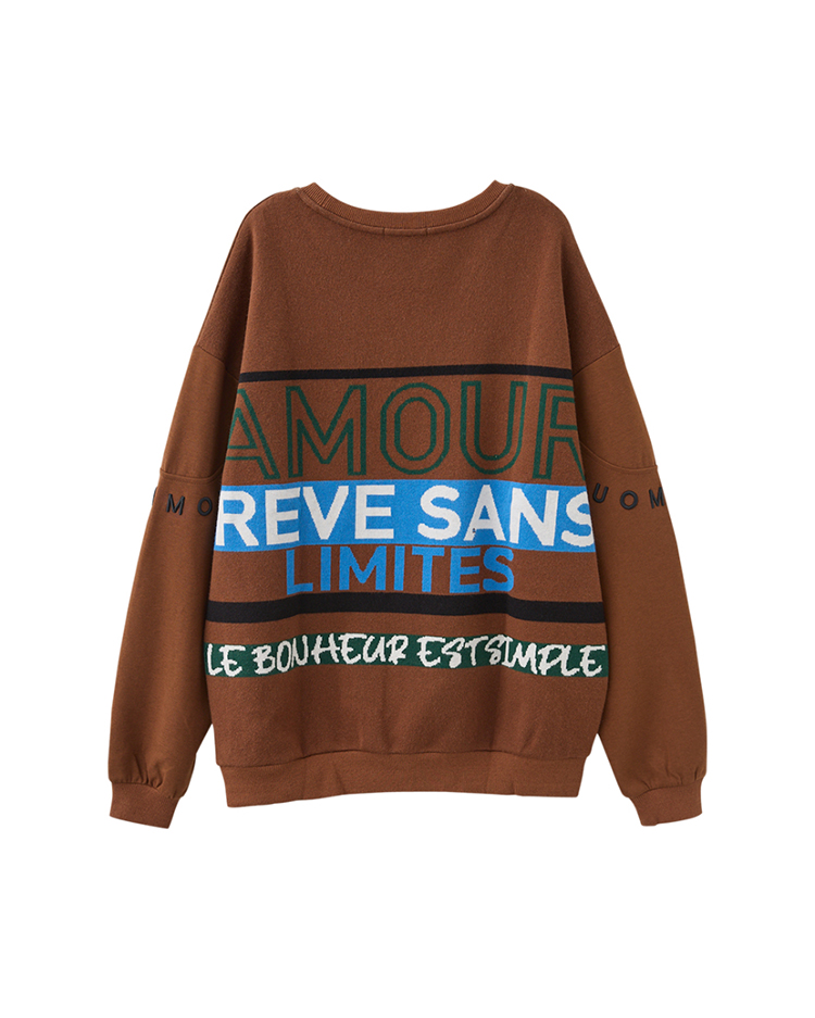 abito拼接針織文字大學T