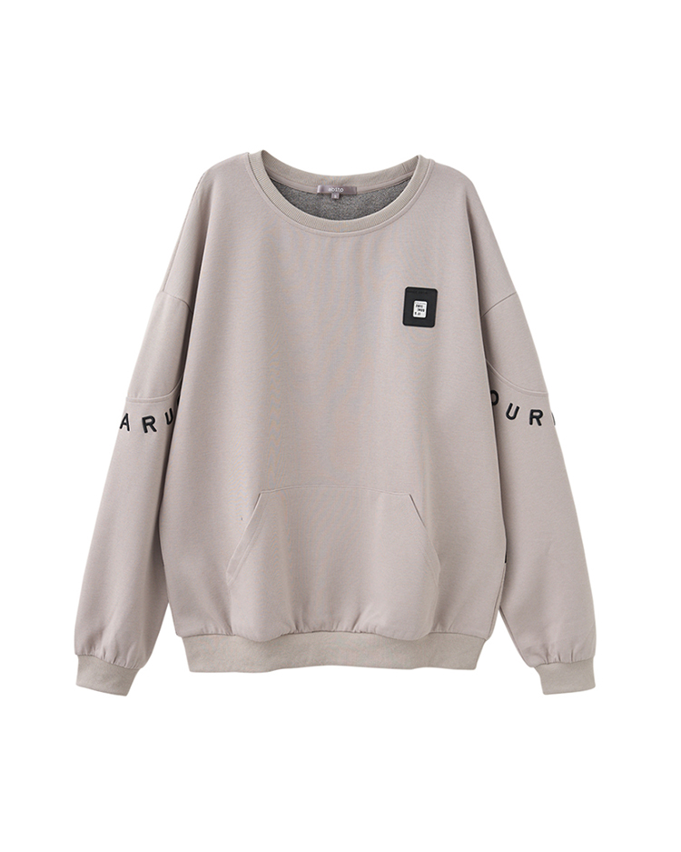 abito拼接針織文字大學T