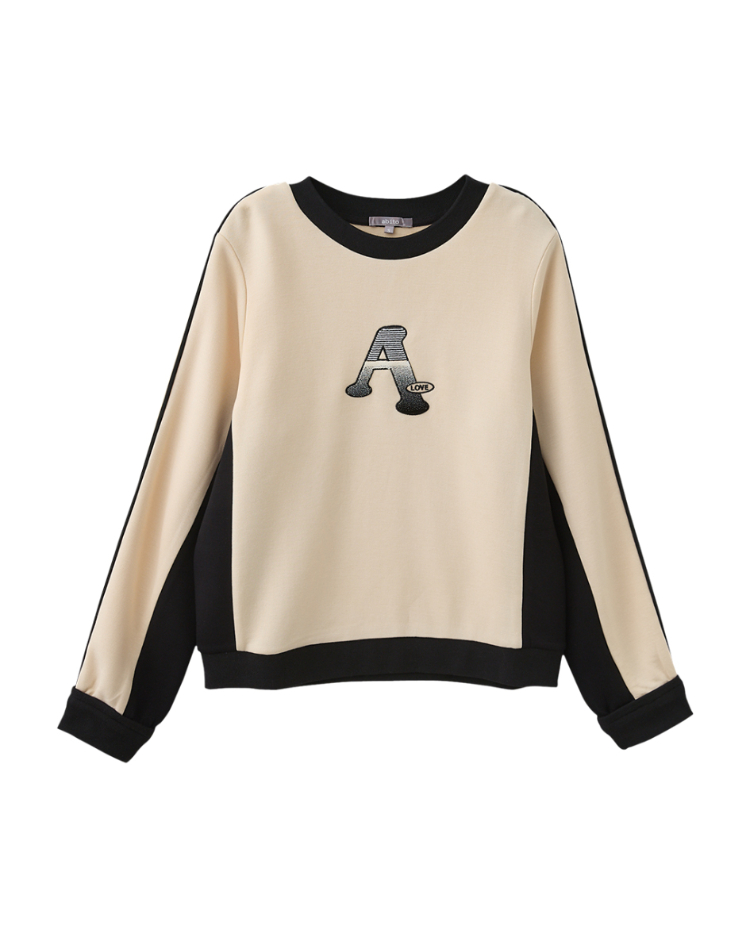 abito電繡字母拼接上衣