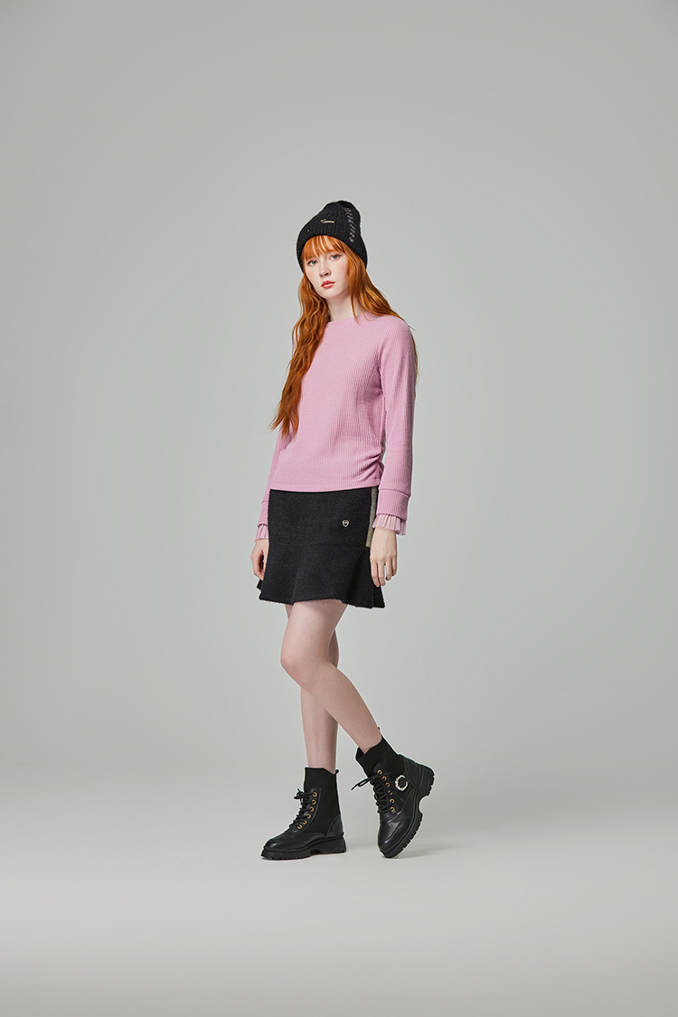 abito百搭圓領網紗上衣