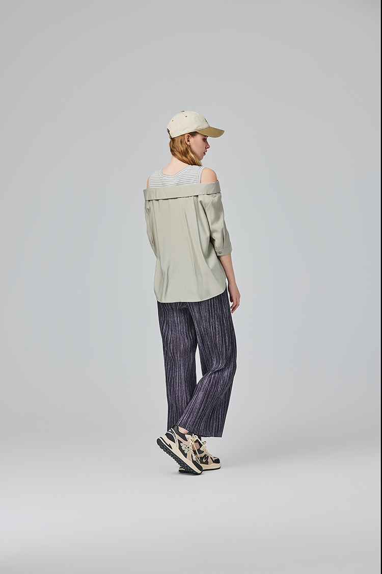 abito輕薄褶皺鬆緊腰寬褲