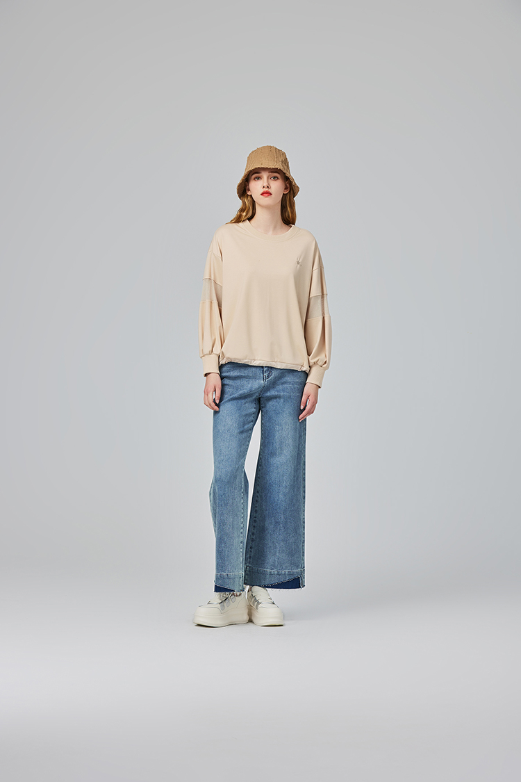 abito修長不收邊牛仔寬褲