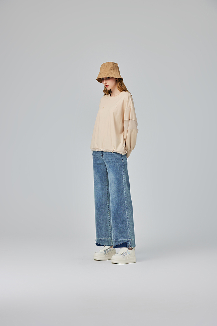 abito修長不收邊牛仔寬褲