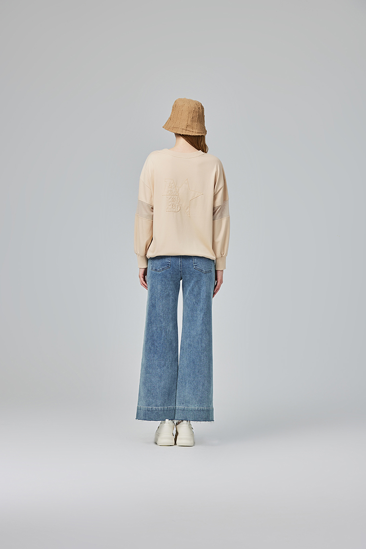 abito修長不收邊牛仔寬褲