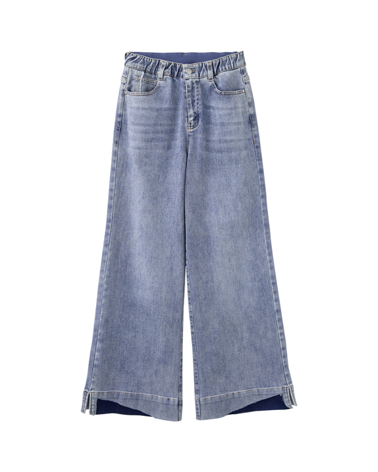 abito修長不收邊牛仔寬褲