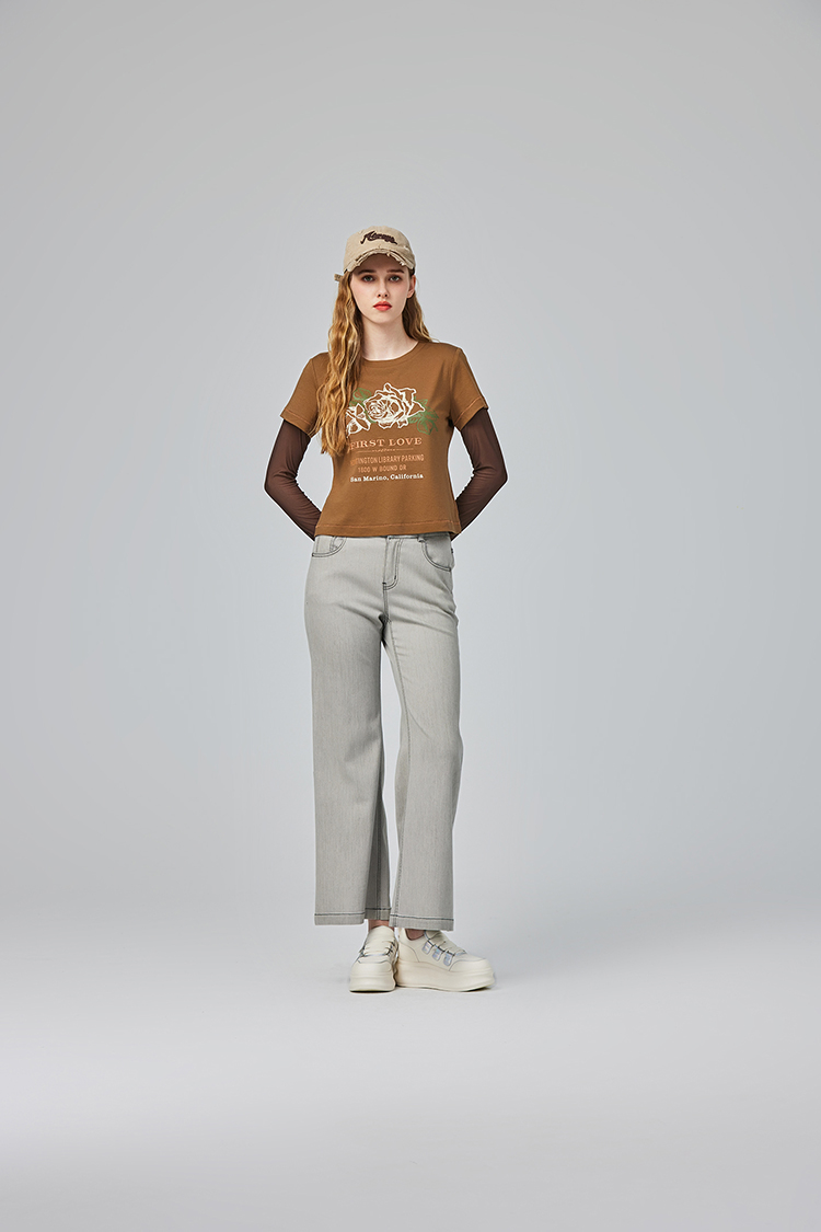 abito高腰雙釦牛仔寬褲