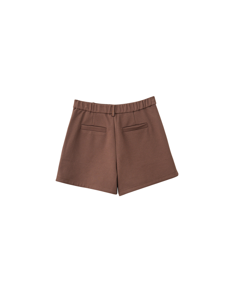 abito雙口袋五金釦飾坑條短褲
